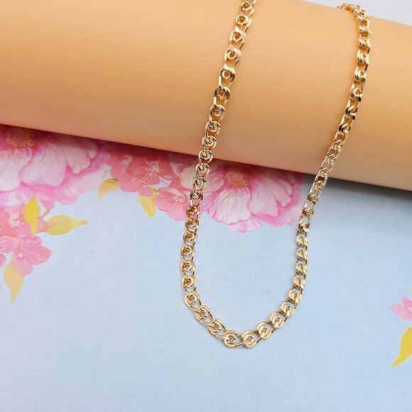 "Glossy Rose Gold Heart Link Chain Necklace, 23.6 Inch Romantic Style, XPNL0090 - Picture 5 of 12